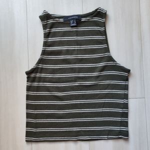 Army Green striped crop top